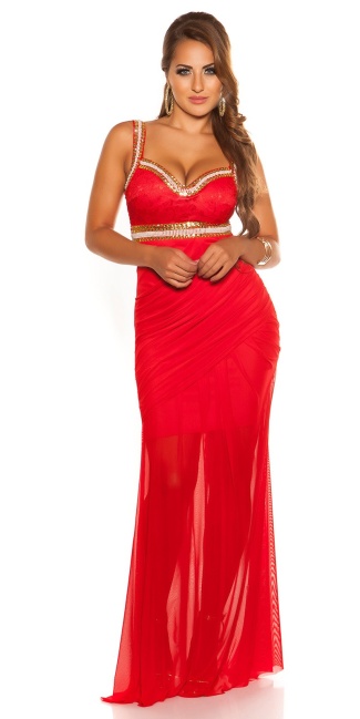 Red-Carpet-Look! Gown with pearls Red